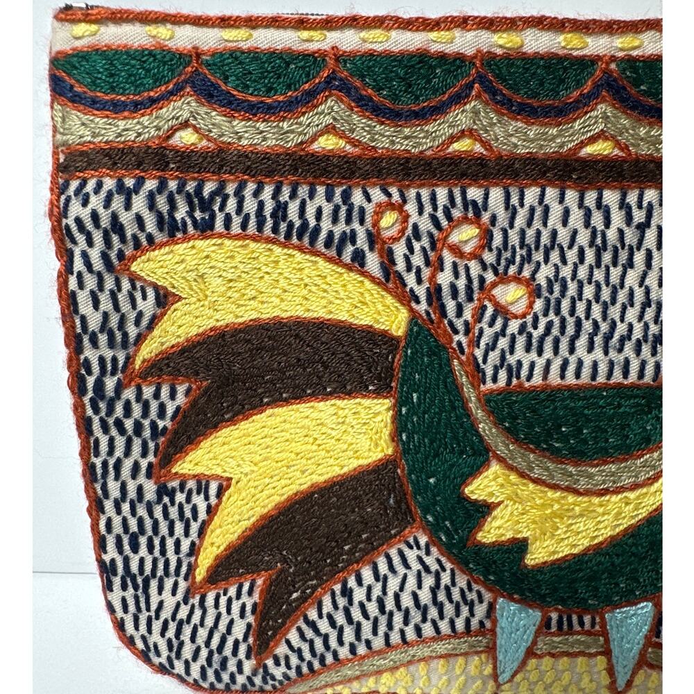 Kaross Hand Embroidered Zip Pouch Bag Shangaan Cloth South Africa Artisan Ethnic - Picture 3 of 8